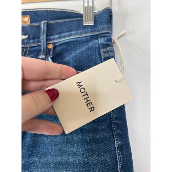 NWT Mother The Insider Crop Step Fray Bootcut Denim Jeans in Teaming Up Wash - Picture 6 of 10